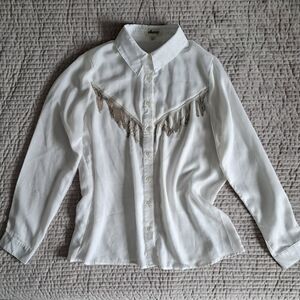 Elegant White Fringe Women's Top